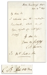 Charles Darwin Autograph Letter Signed From November 1851